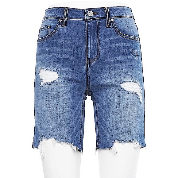 Indigo Rein High Rise Recycled Denim Bermuda Shorts Juniors Size 0 Waist 23” NEW - Picture 1 of 11